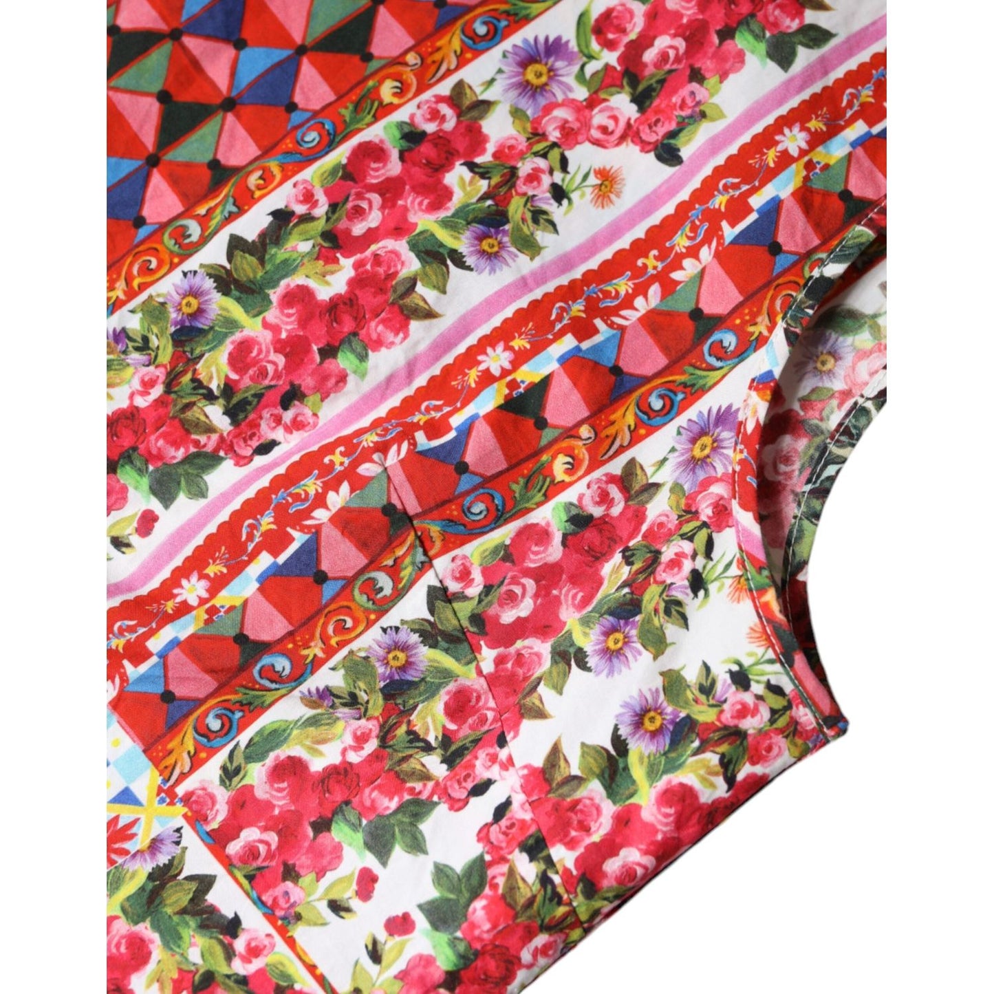 Dolce & Gabbana Multicolor Cotton Carretto Floral Tank Top Dolce & Gabbana Maroon