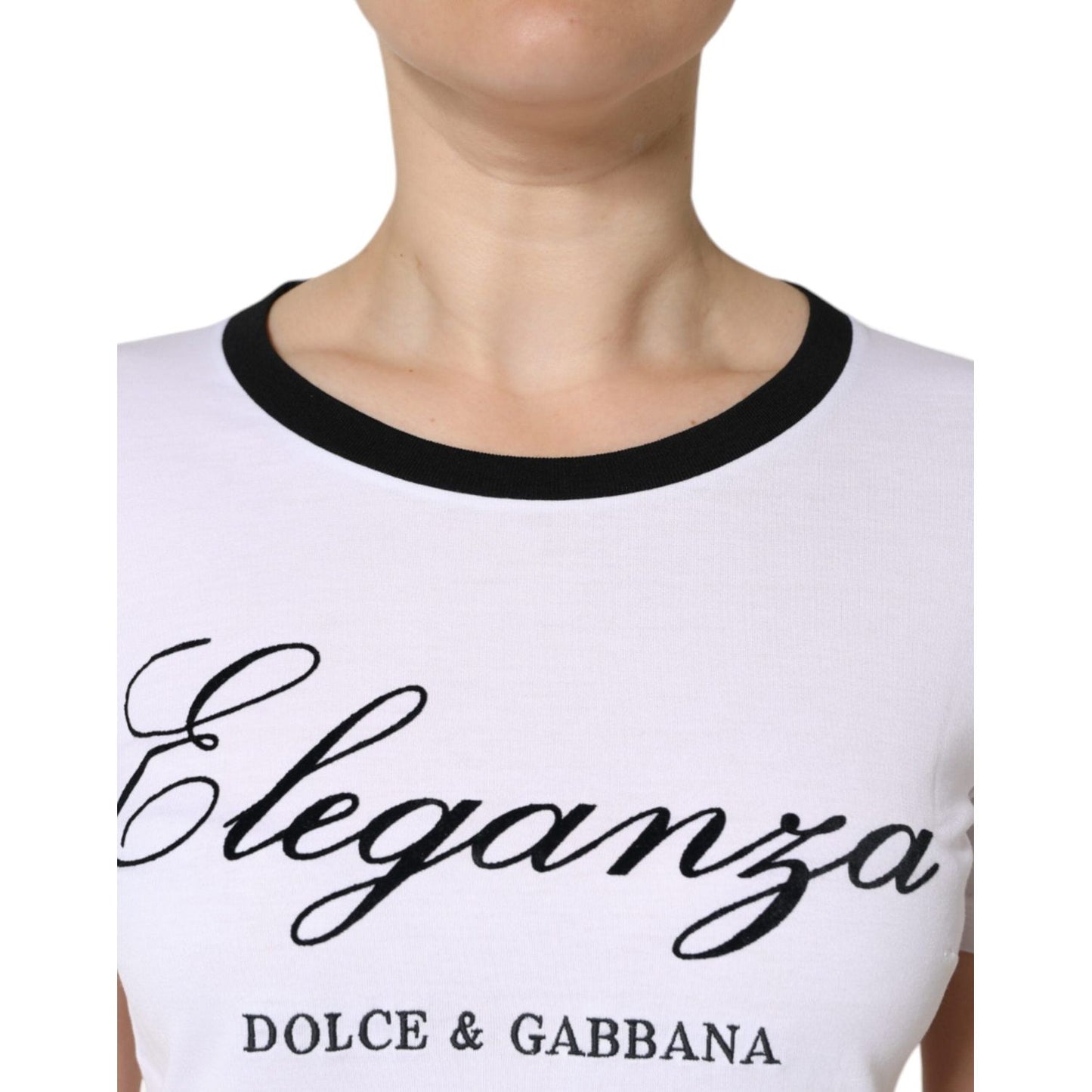 Dolce & Gabbana White Eleganza Print Cotton Short Sleeves T-shirt Dolce & Gabbana Light Gray