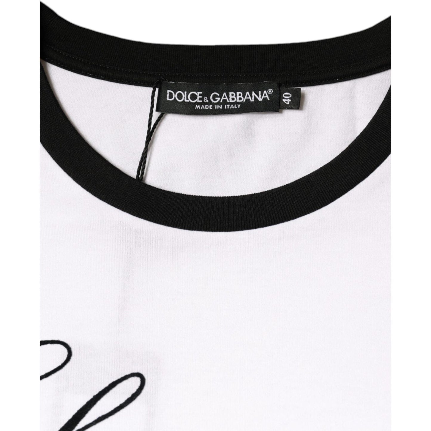 Dolce & Gabbana White Eleganza Print Cotton Short Sleeves T-shirt Dolce & Gabbana Black