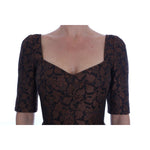 Dolce & Gabbana Black Brown Floral Brocade A-Line Dress DR1222-1