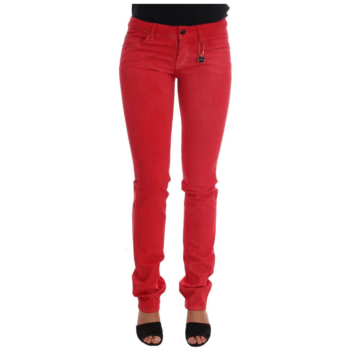 Costume National Radiant Red Super Slim Designer Jeans Costume National Firebrick