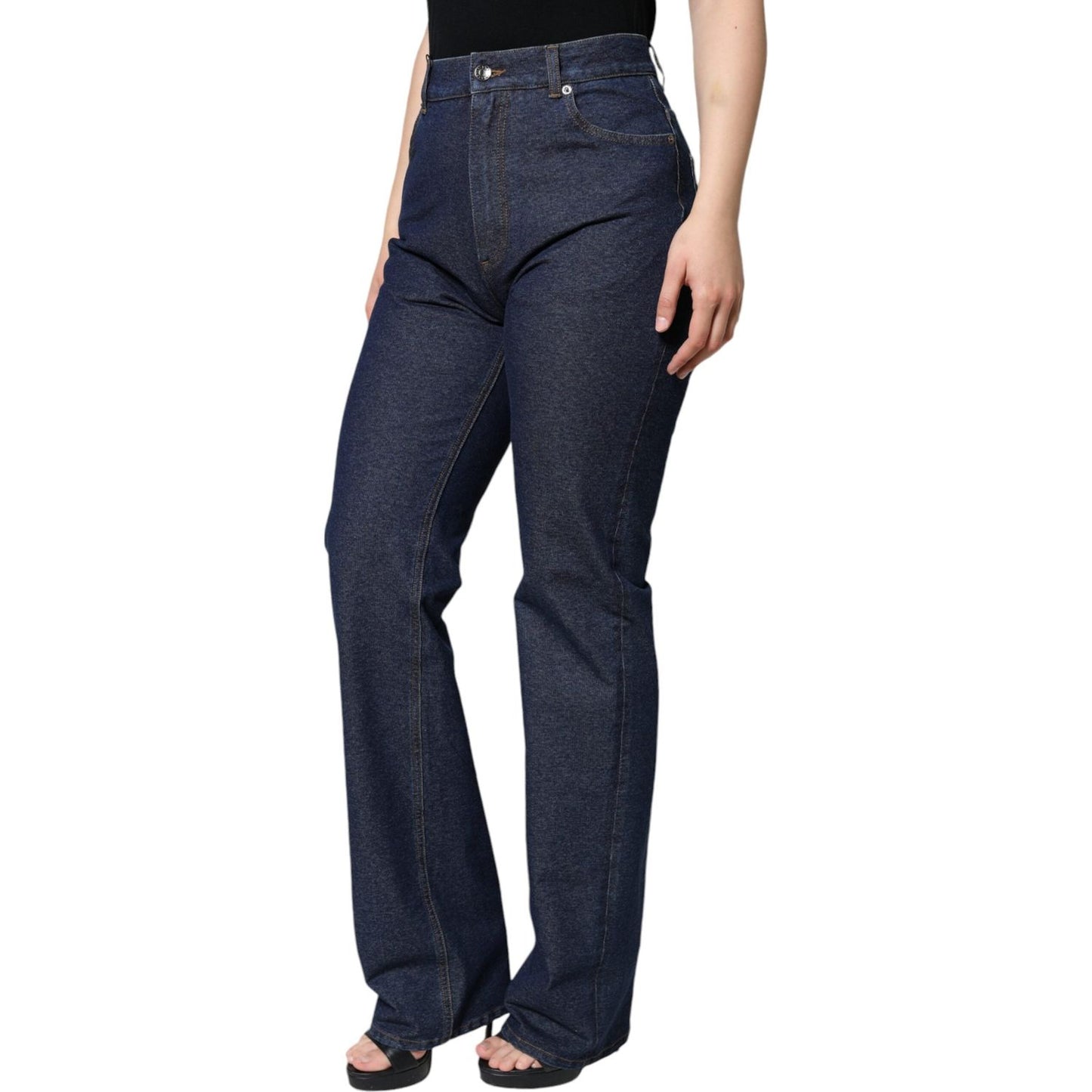 Dolce & Gabbana Dark Blue Cotton Stretch Straight Denim Jeans Dolce & Gabbana Dark Slate Gray