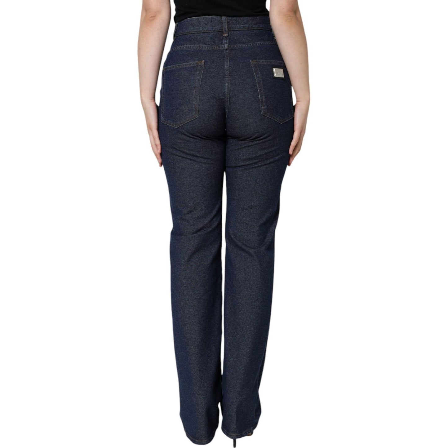 Dolce & Gabbana Dark Blue Cotton Stretch Straight Denim Jeans Dolce & Gabbana Dark Slate Gray
