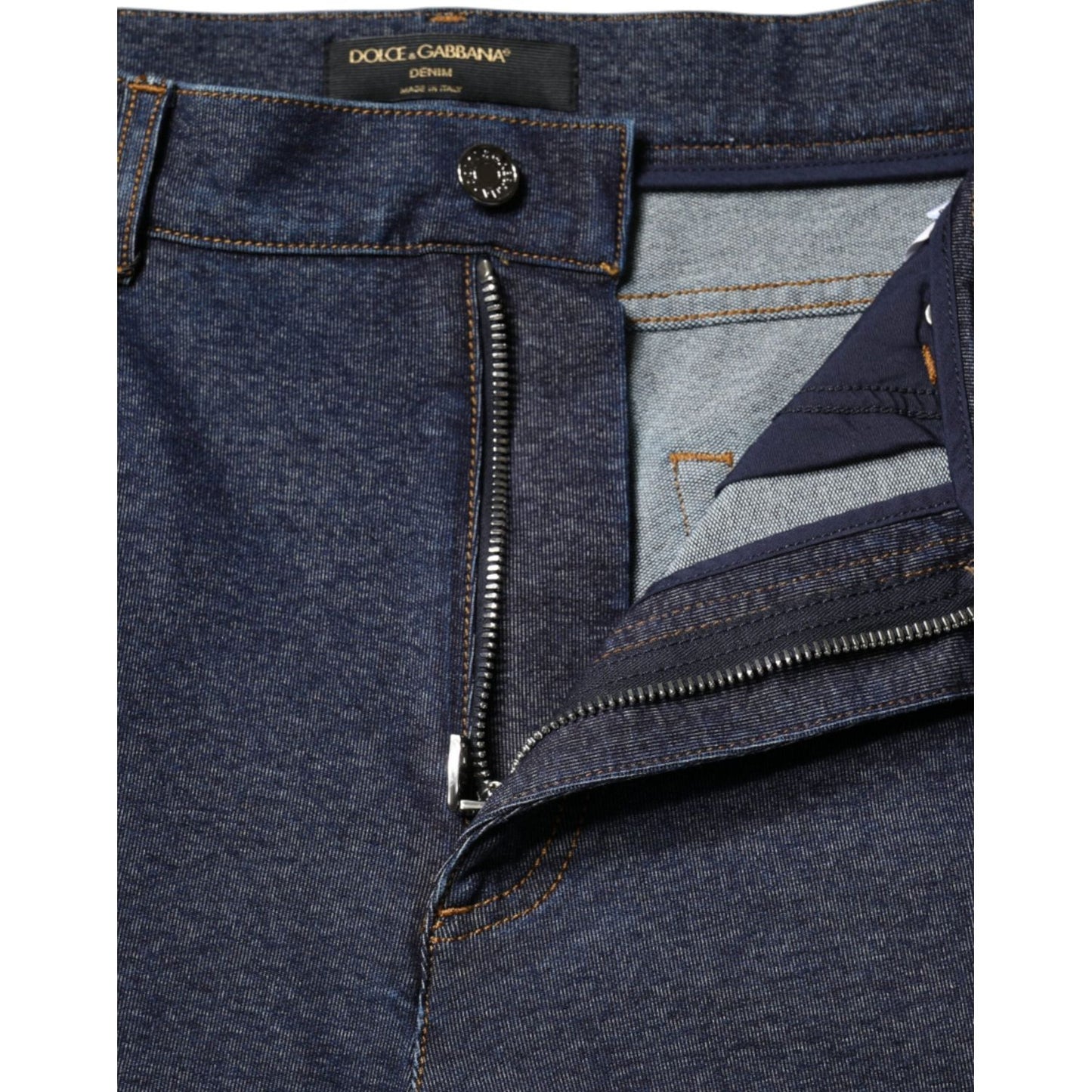 Dolce & Gabbana Dark Blue Cotton Stretch Straight Denim Jeans Dolce & Gabbana Dark Slate Gray