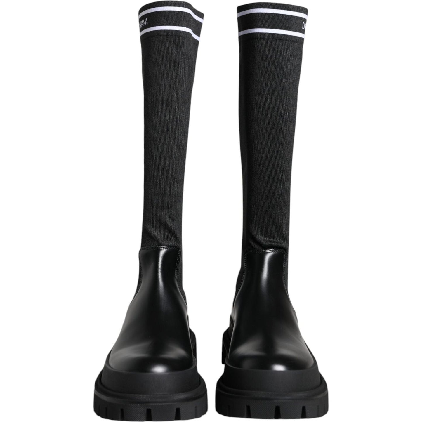 Dolce & Gabbana Black White Polyester Socks High Boots Shoes Dolce & Gabbana Dark Slate Gray
