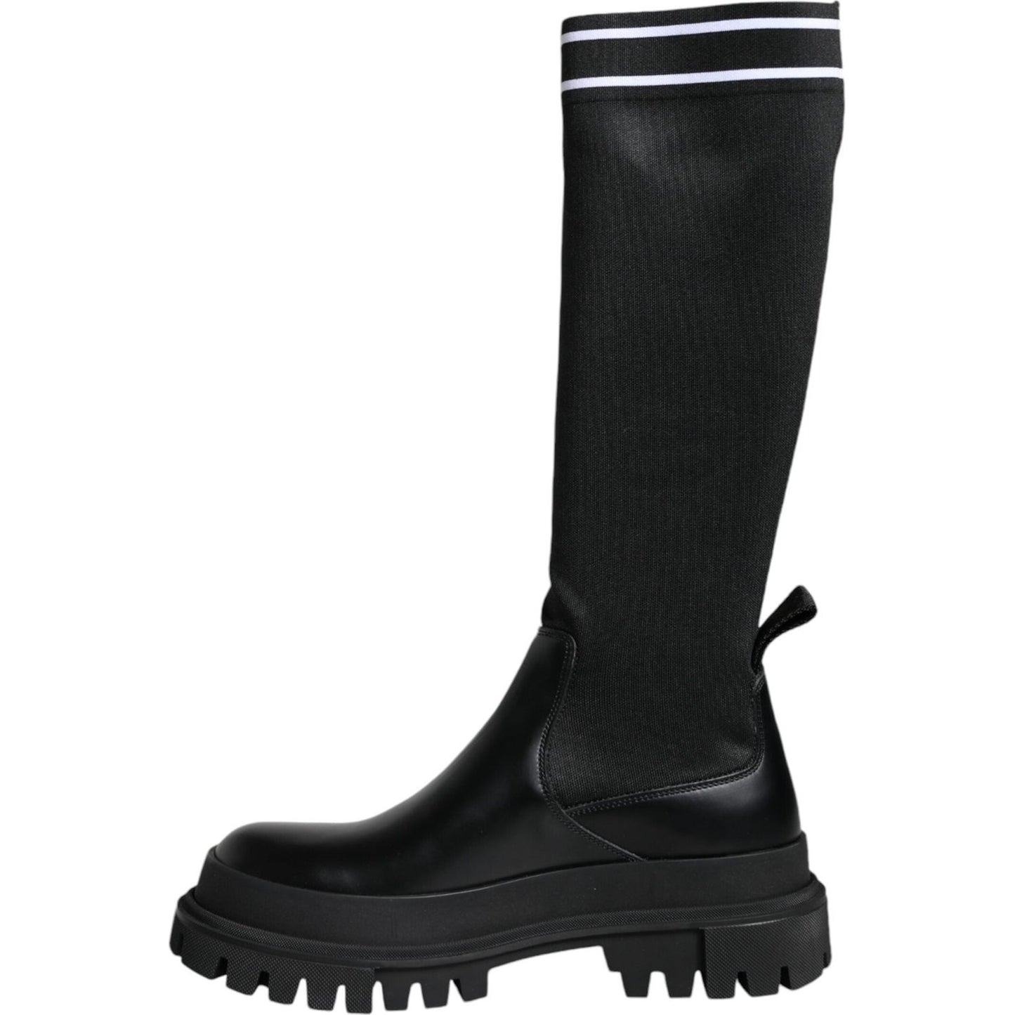 Dolce & Gabbana Black White Polyester Socks High Boots Shoes Dolce & Gabbana Black
