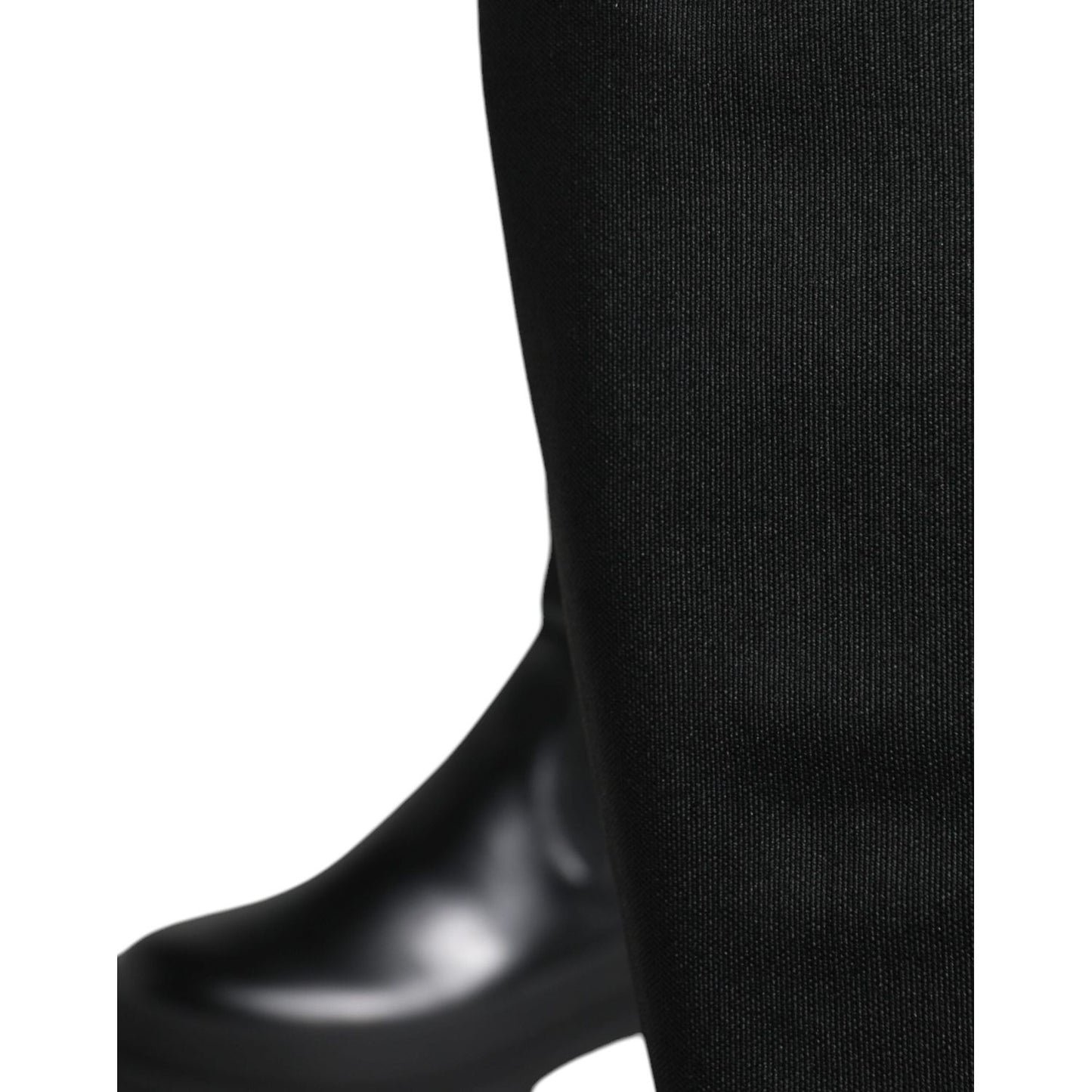 Dolce & Gabbana Black White Polyester Socks High Boots Shoes Dolce & Gabbana Black