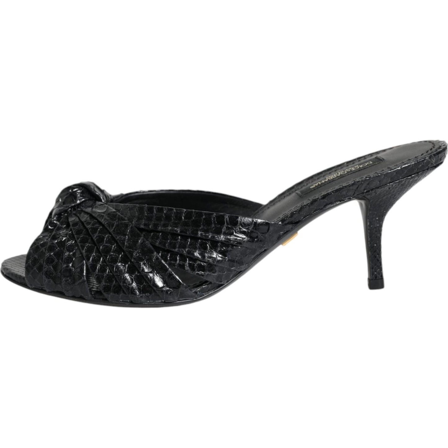 Dolce & Gabbana Black Leather Heels Slides Sandals Shoes Dolce & Gabbana Dark Slate Gray