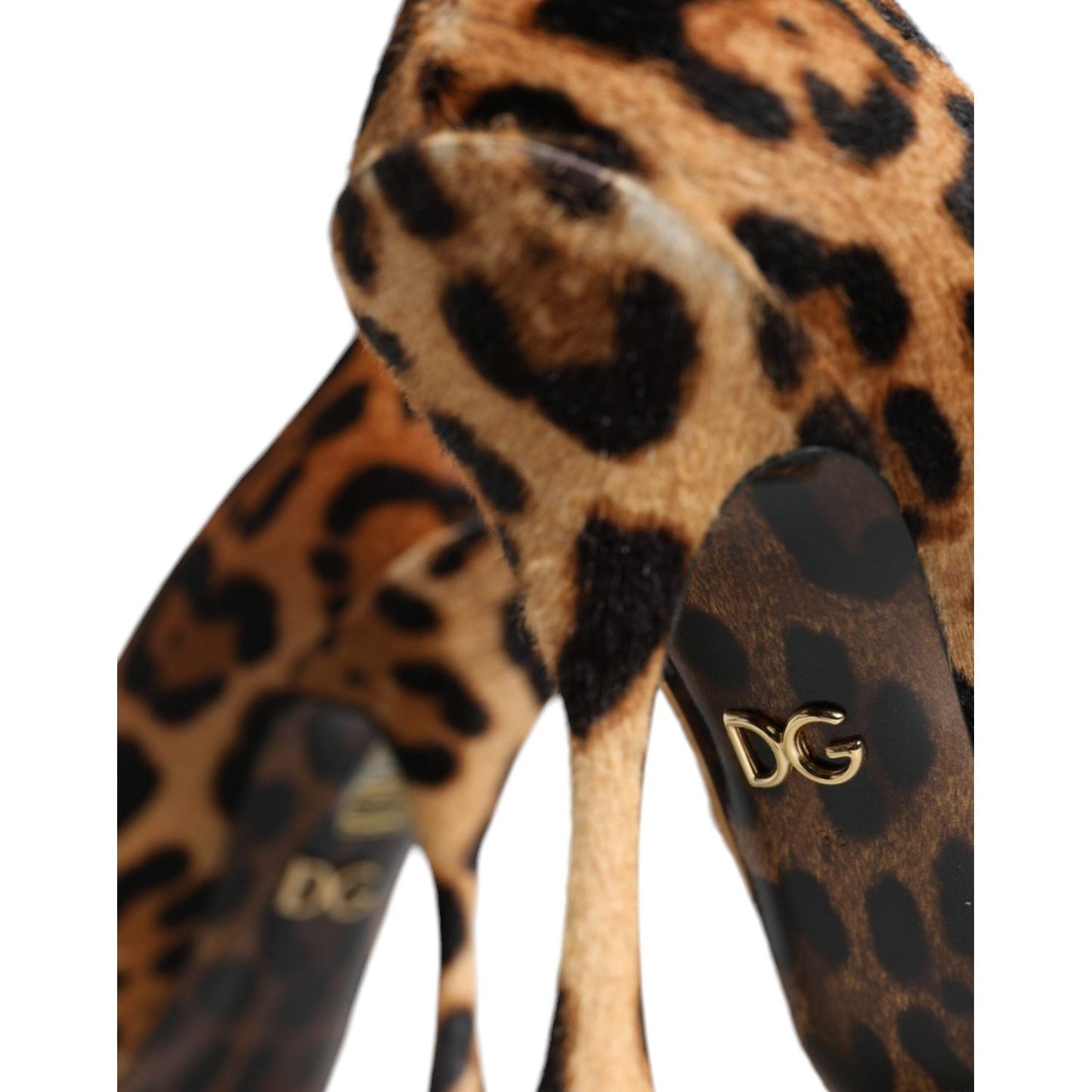 Dolce & Gabbana Brown Leopard Calf Hair Heels Pumps Shoes Dolce & Gabbana Dark Slate Gray