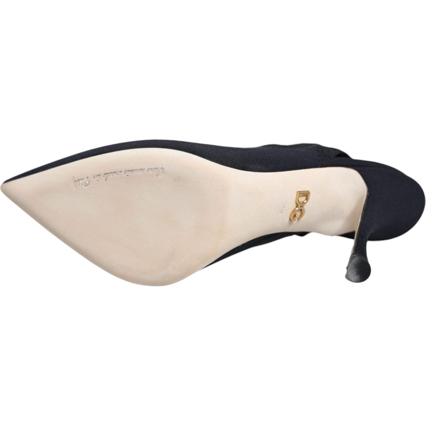 Dolce & Gabbana Black Jersey Stretch Heels Slingback Shoes Dolce & Gabbana Light Gray