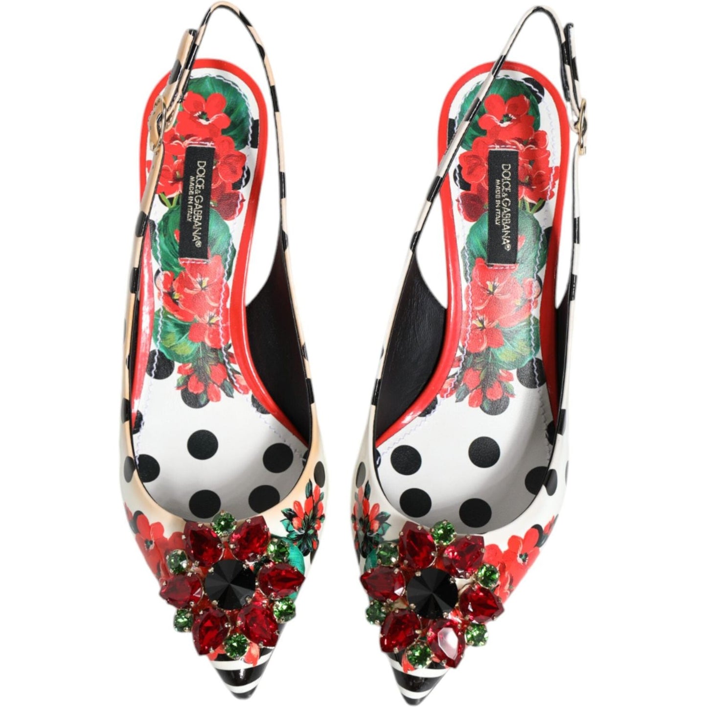 Dolce & Gabbana Multicolor Crystal Heels Slingback Shoes Dolce & Gabbana Gray