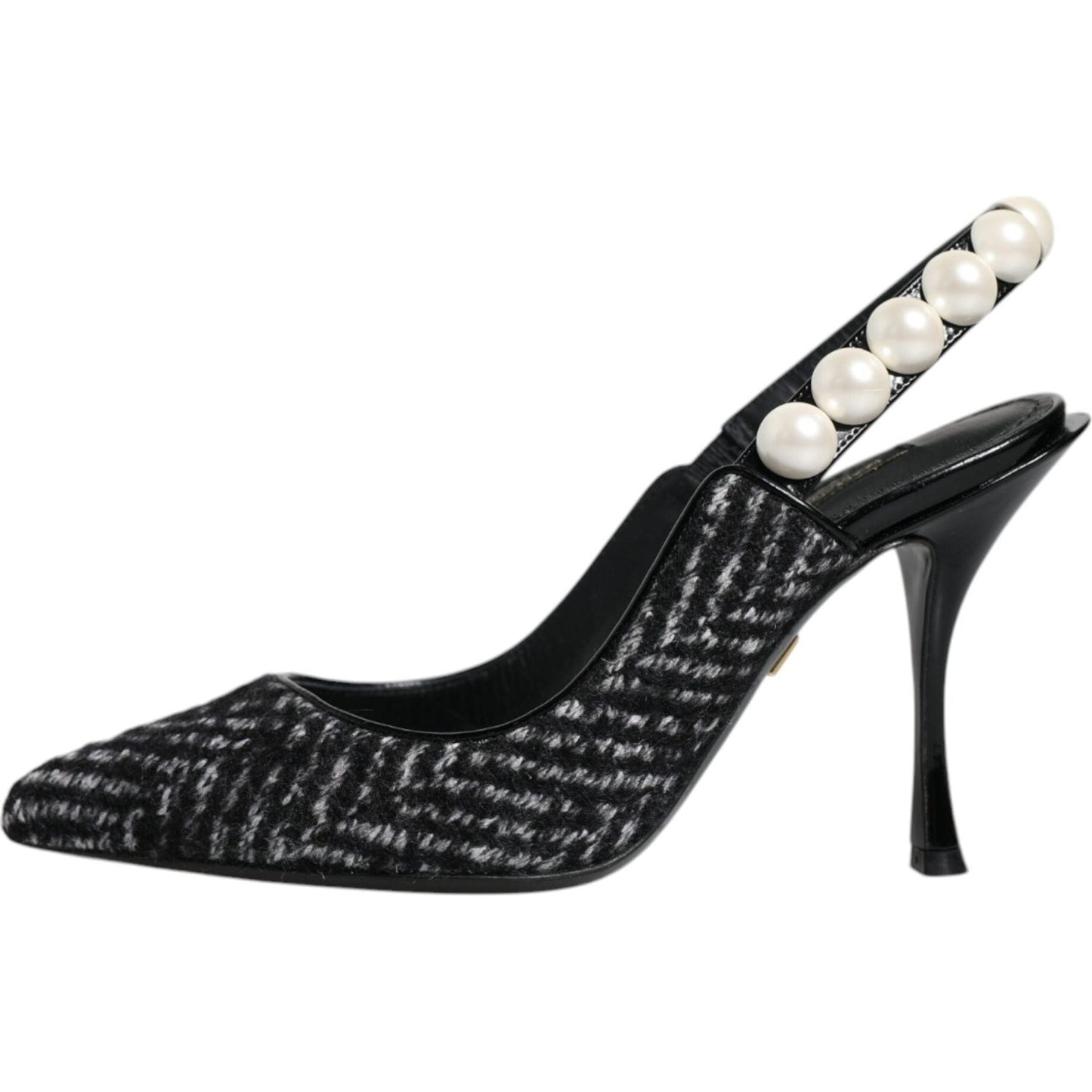 Dolce & Gabbana White Black Chevron Faux Pearl Slingback Shoes Dolce & Gabbana Dark Slate Gray