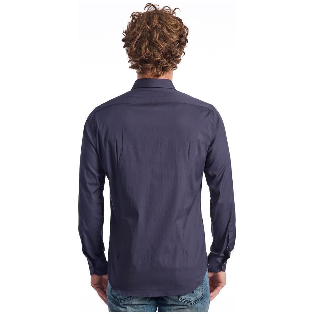 Baldinini Trend Blue Cotton Men Shirt Baldinini Trend Dark Slate Gray