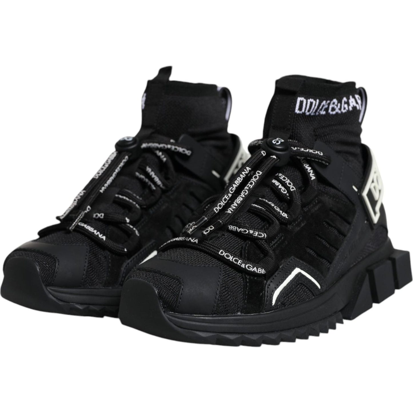 Dolce & Gabbana Black Sorrento Socks Logo Sneakers Shoes Dolce & Gabbana Black