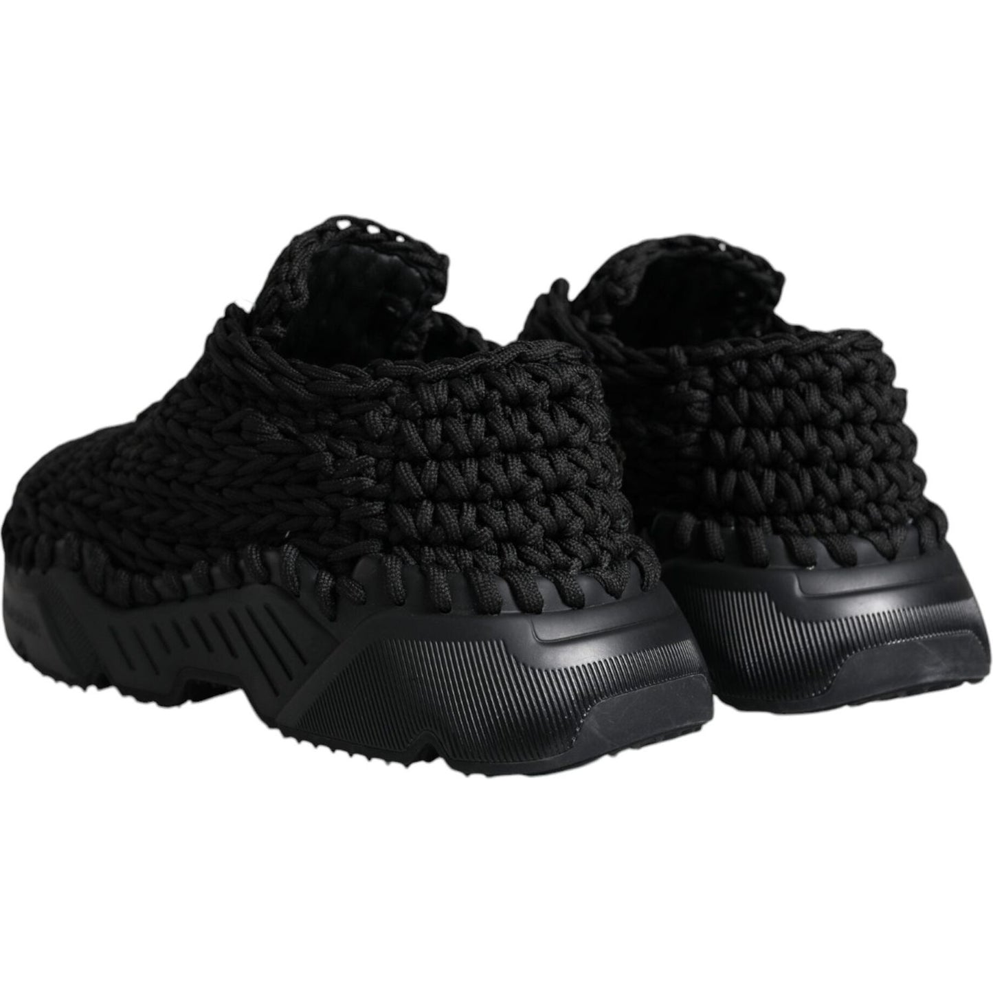 Dolce & Gabbana Black Knitted Daymaster Sneakers Shoes Dolce & Gabbana Black