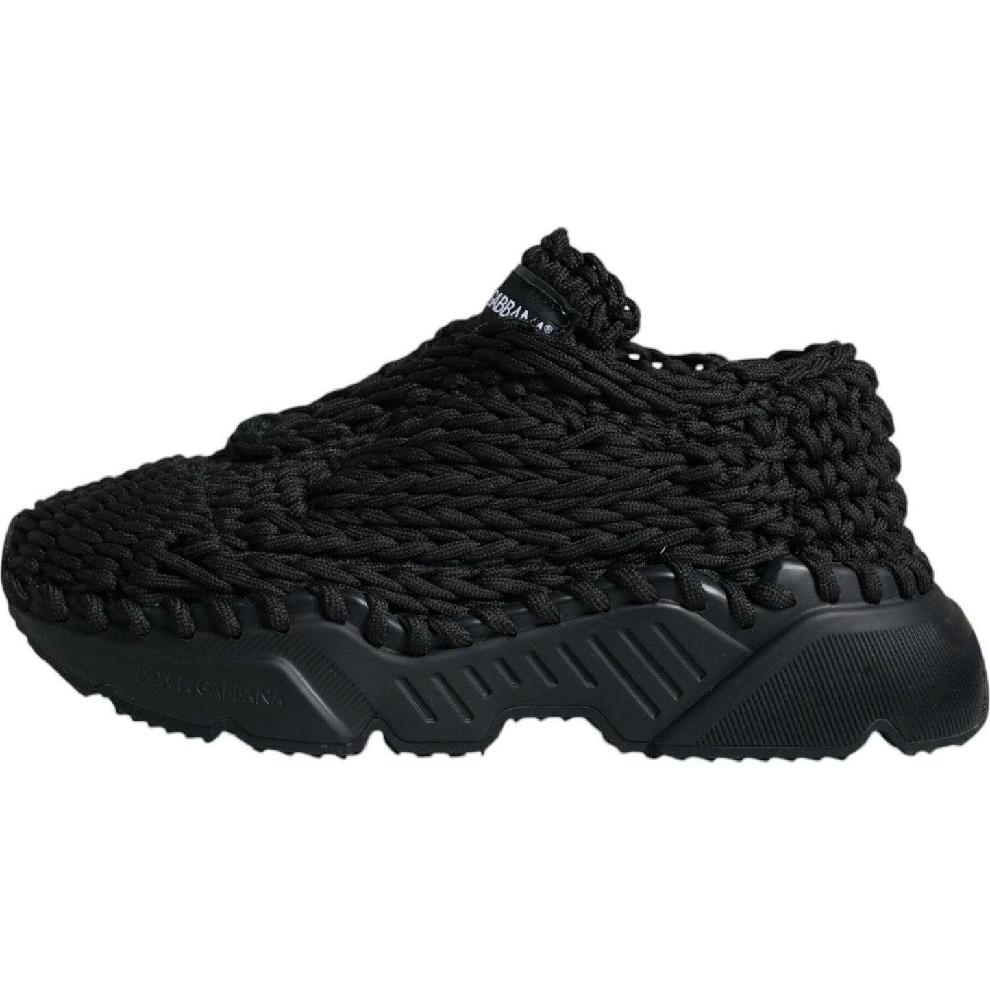 Dolce & Gabbana Black Knitted Daymaster Sneakers Shoes Dolce & Gabbana Black