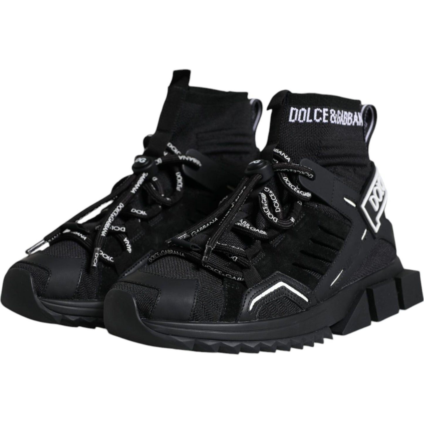 Dolce & Gabbana Black Sorrento Socks Logo Sneakers Shoes Dolce & Gabbana Black