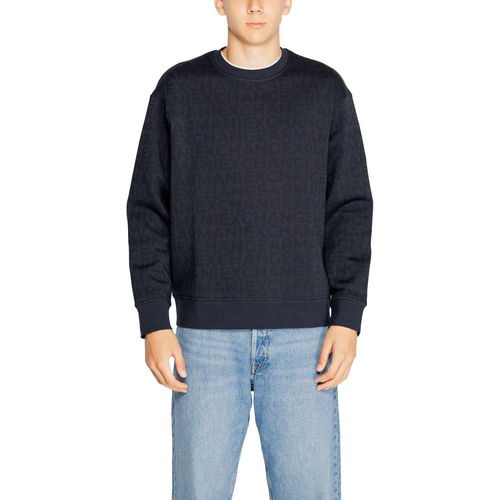 Armani Exchange Blue Cotton Sweater Armani Exchange Gray