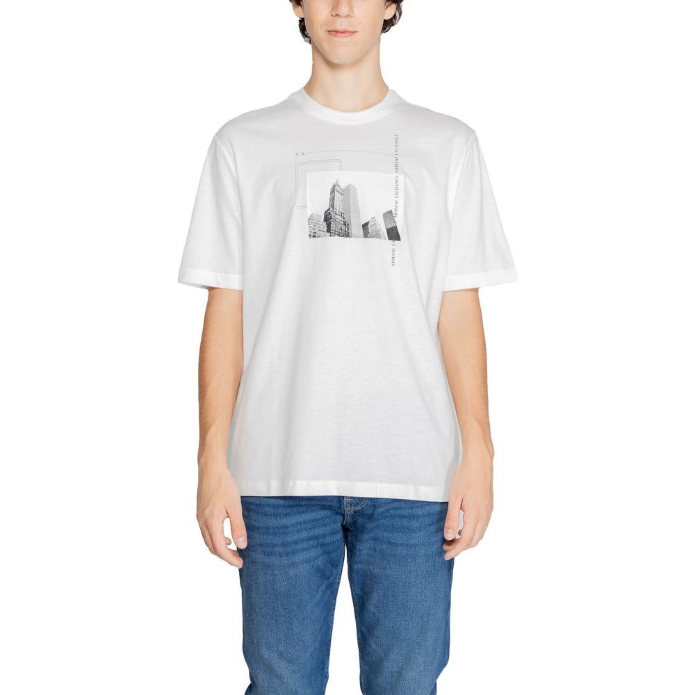 Armani Exchange White Cotton T-Shirt Armani Exchange Dark Slate Blue