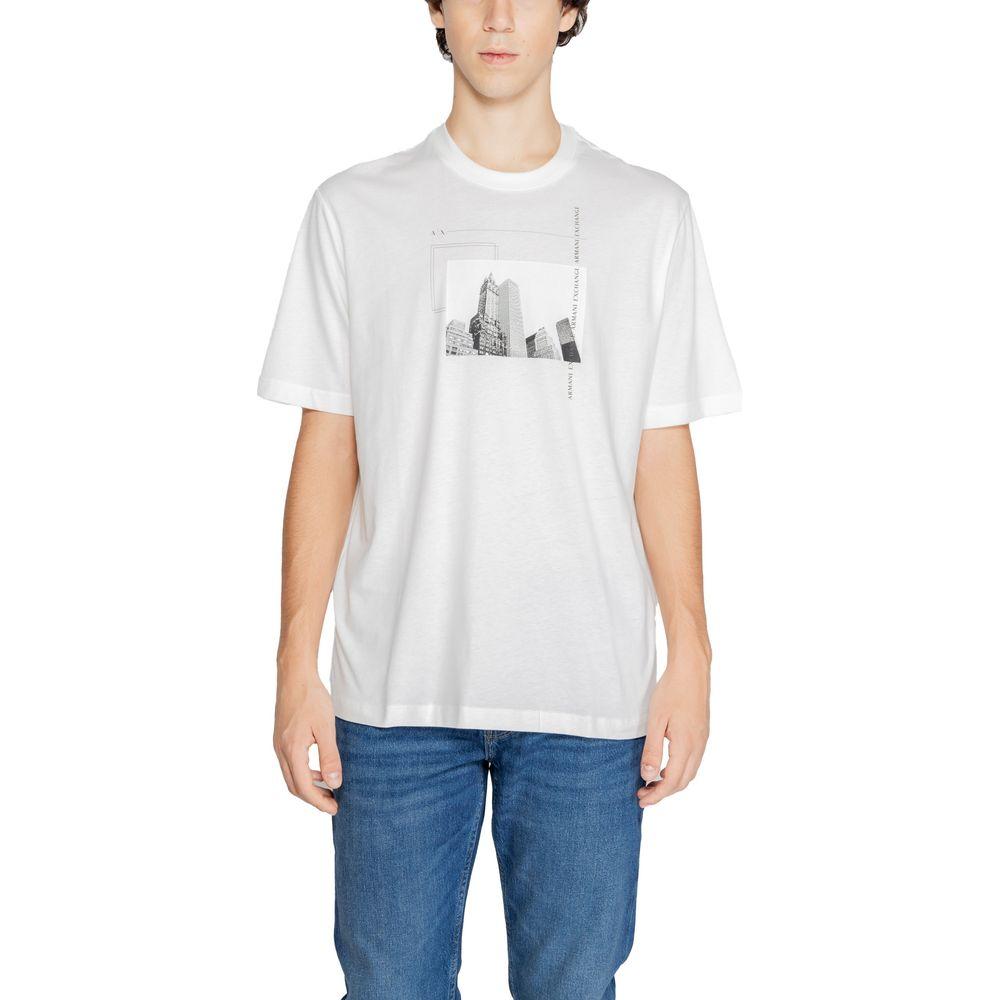 Armani Exchange White Cotton T-Shirt Armani Exchange Dark Slate Blue