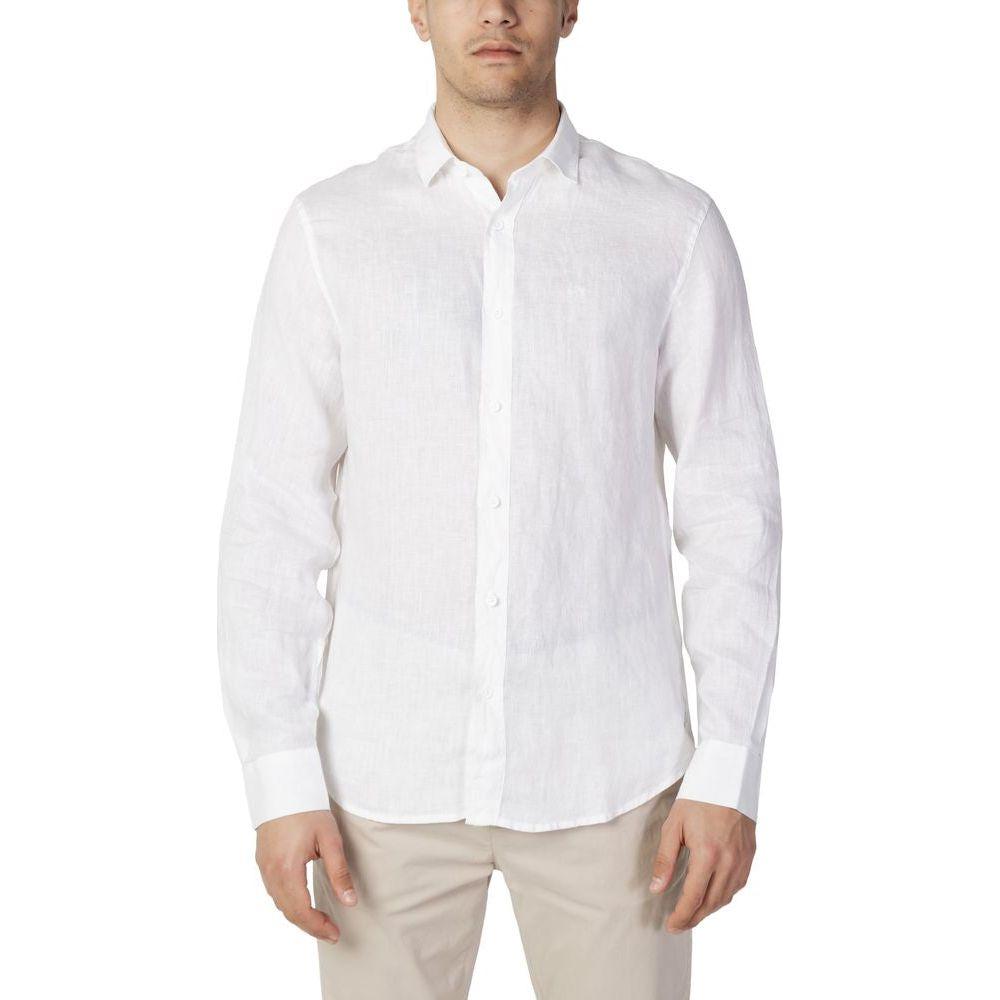 Armani Exchange White Linen Shirt Armani Exchange Light Gray