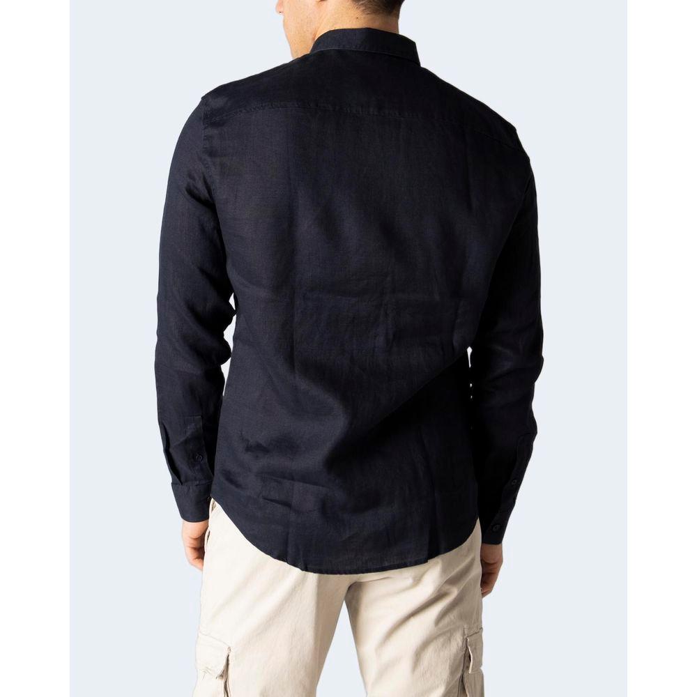 Armani Exchange Blue Linen Shirt Armani Exchange Lavender