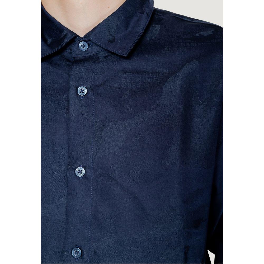 Armani Exchange Blue Cotton Shirt Armani Exchange Dark Slate Gray
