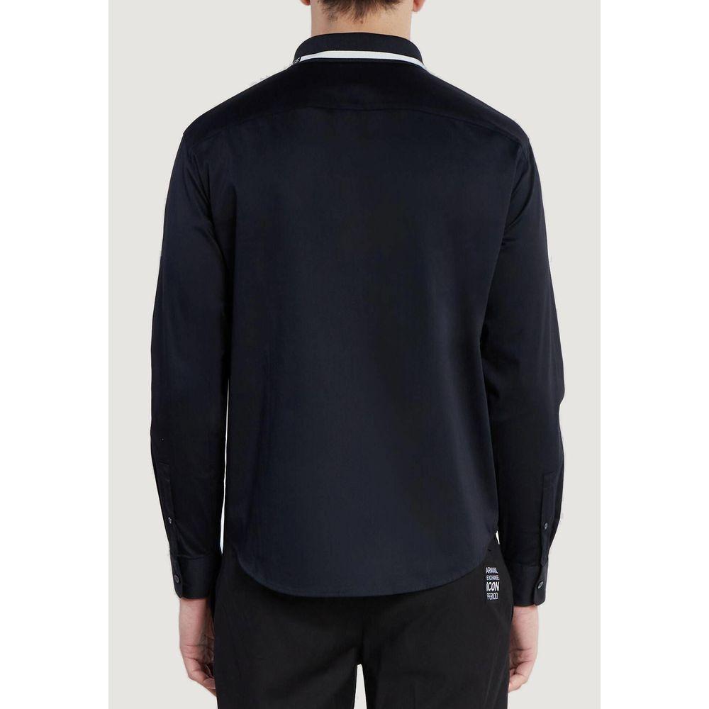 Armani Exchange Blue Cotton Shirt Armani Exchange Black