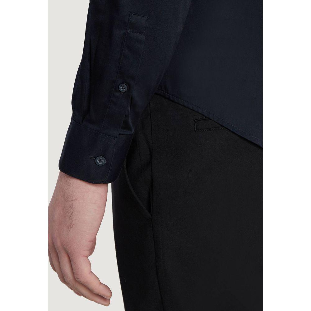 Armani Exchange Blue Cotton Shirt Armani Exchange Gray