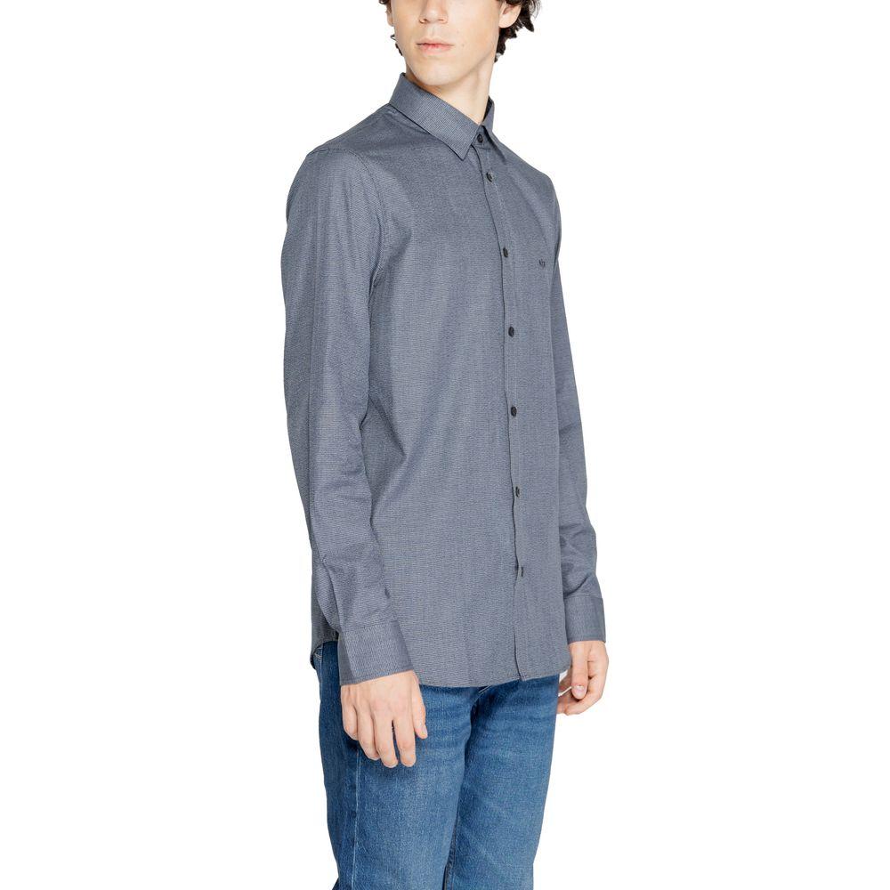 Armani Exchange Blue Cotton Shirt Armani Exchange Slate Gray