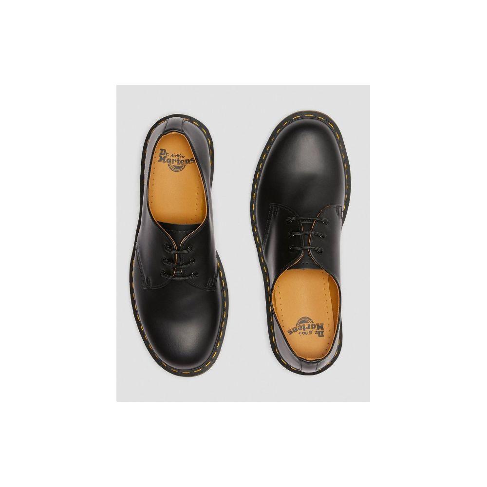 Dr. Martens Black Leather Flat Shoe Dr. Martens Light Gray