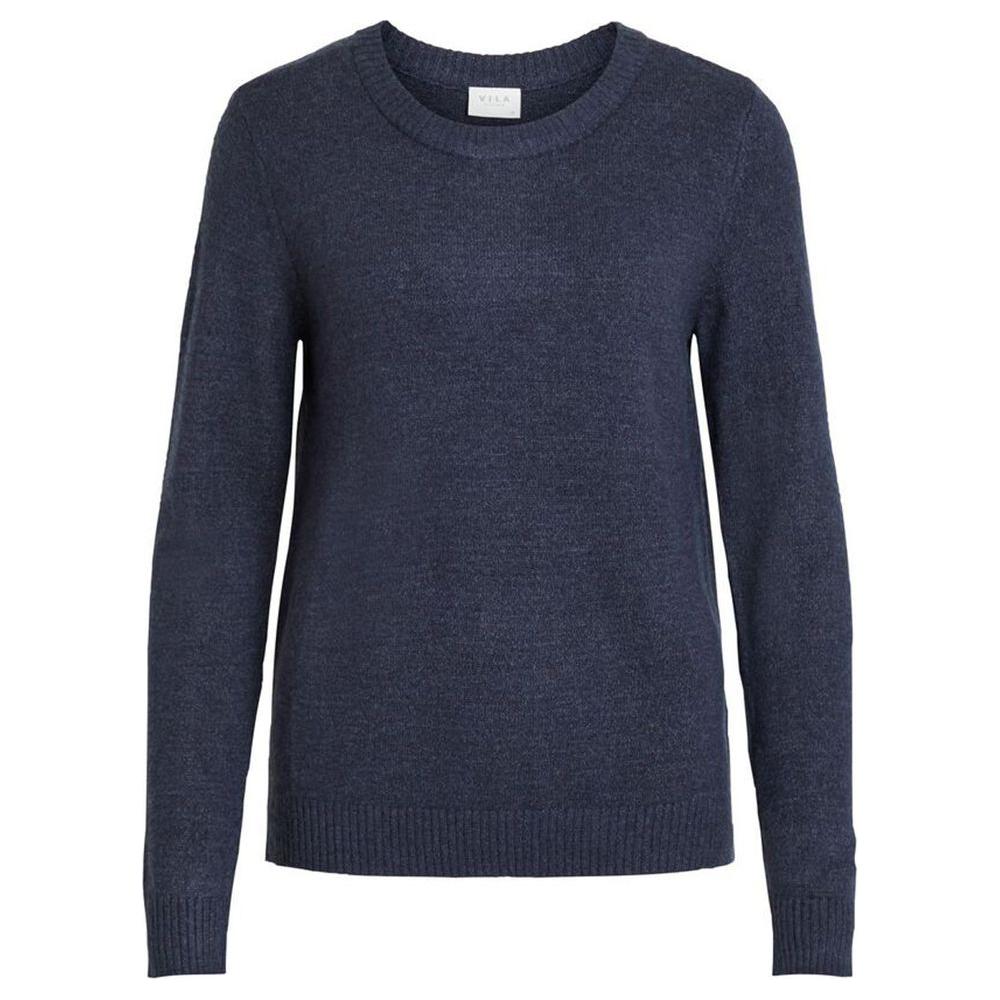 Vila Clothes Blue Viscose Sweater Vila Clothes Dark Slate Gray