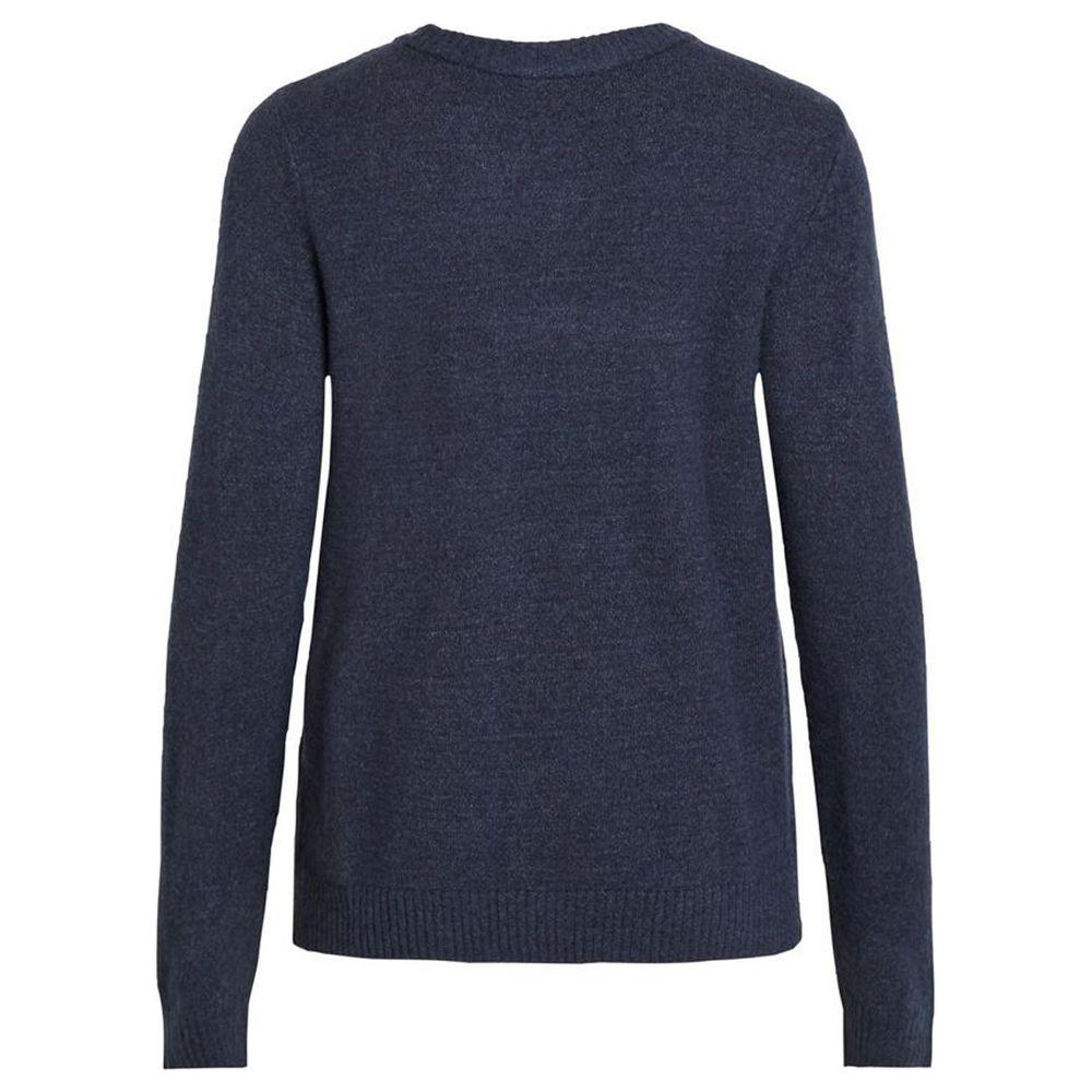 Vila Clothes Blue Viscose Sweater Vila Clothes Dark Slate Gray