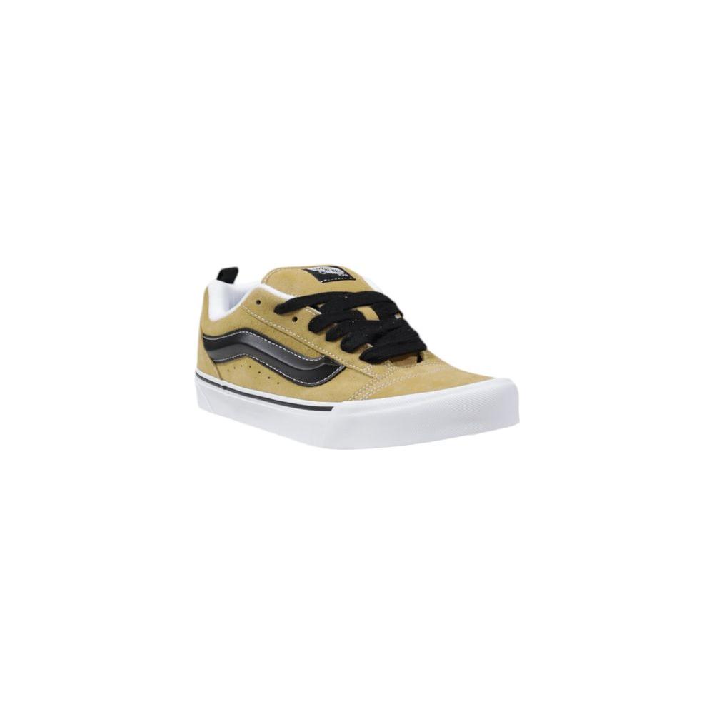 Vans Knu Skool brown leather sneaker with black laces, featuring a classic design and durable rubber sole for style and comfort.