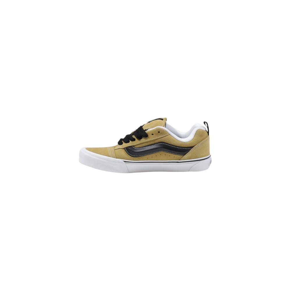 Vans Knu Skool brown leather sneaker with black stripe and white sole, featuring lace-up closure and durable design for everyday wear.