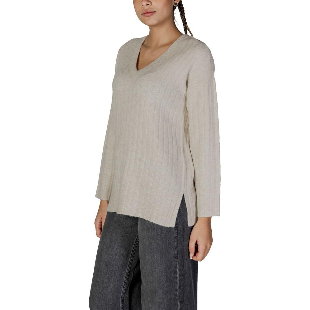 Vila Clothes Beige Acrylic Sweater Vila Clothes Dark Gray