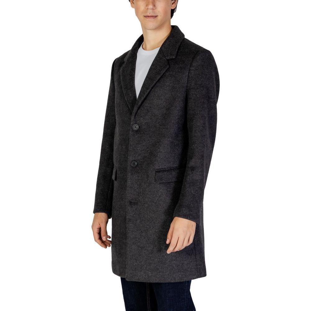 Antony Morato gray polyester jacket for men, fall/winter collection, with two buttons and pockets, 86% polyester, 14% viscose.