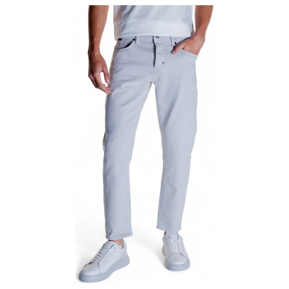 Antony Morato gray cotton jeans, men's collection, 98% cotton and 2% elastane, stylish and comfortable fit.