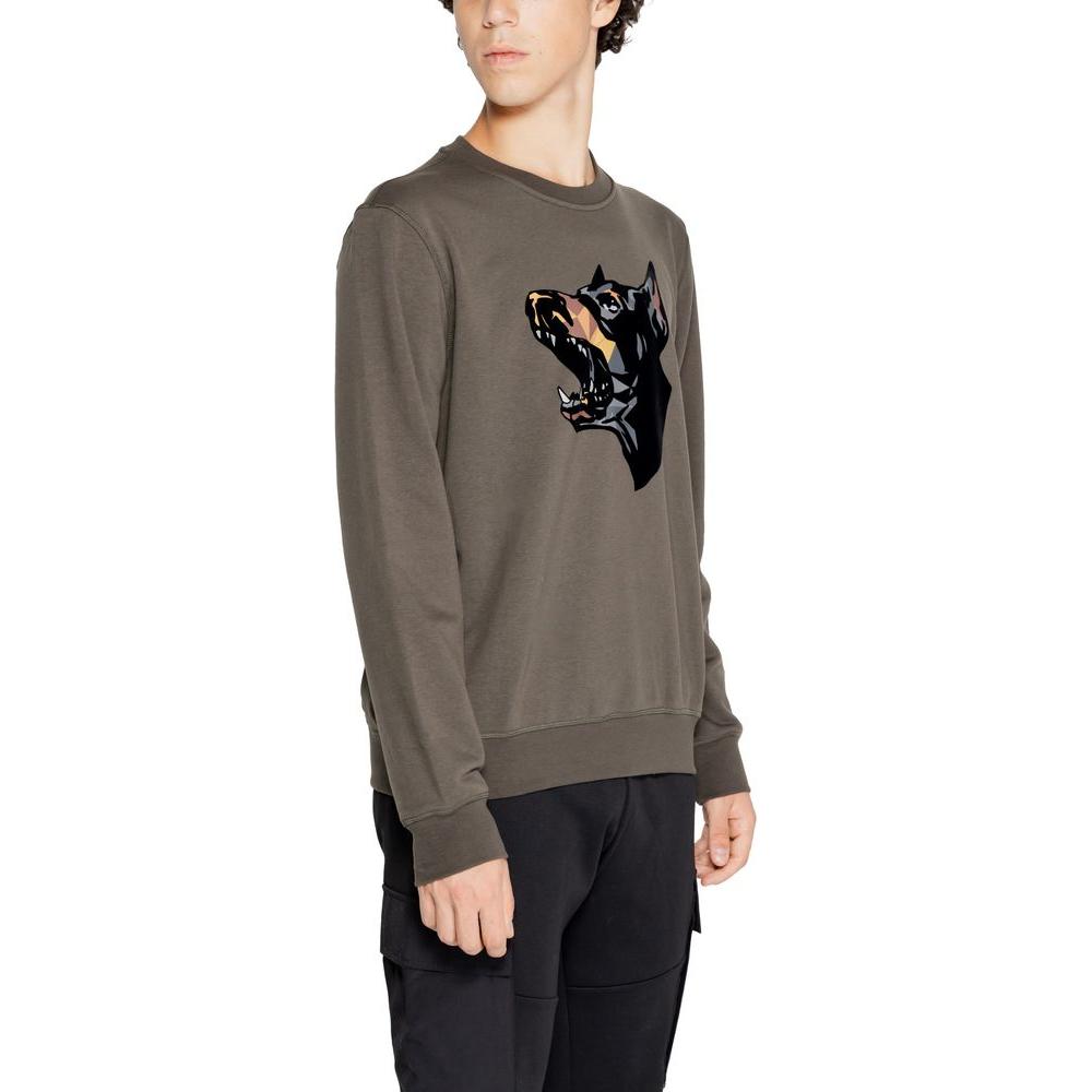 Antony Morato green cotton sweater with panther print, part of men's fall/winter collection, 67% cotton, stylish and comfortable.