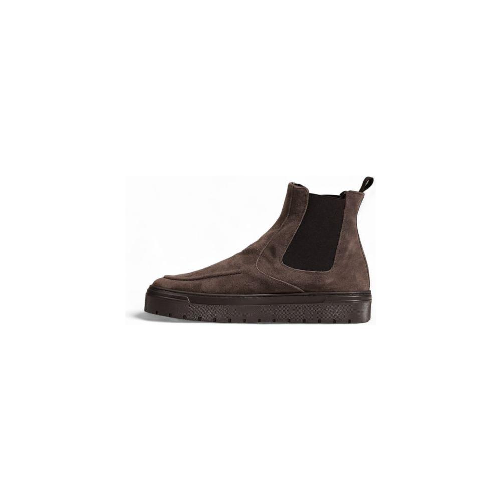 Antony Morato gray suede leather boot, men's fall/winter collection, featuring 100% suede for stylish comfort and durability.