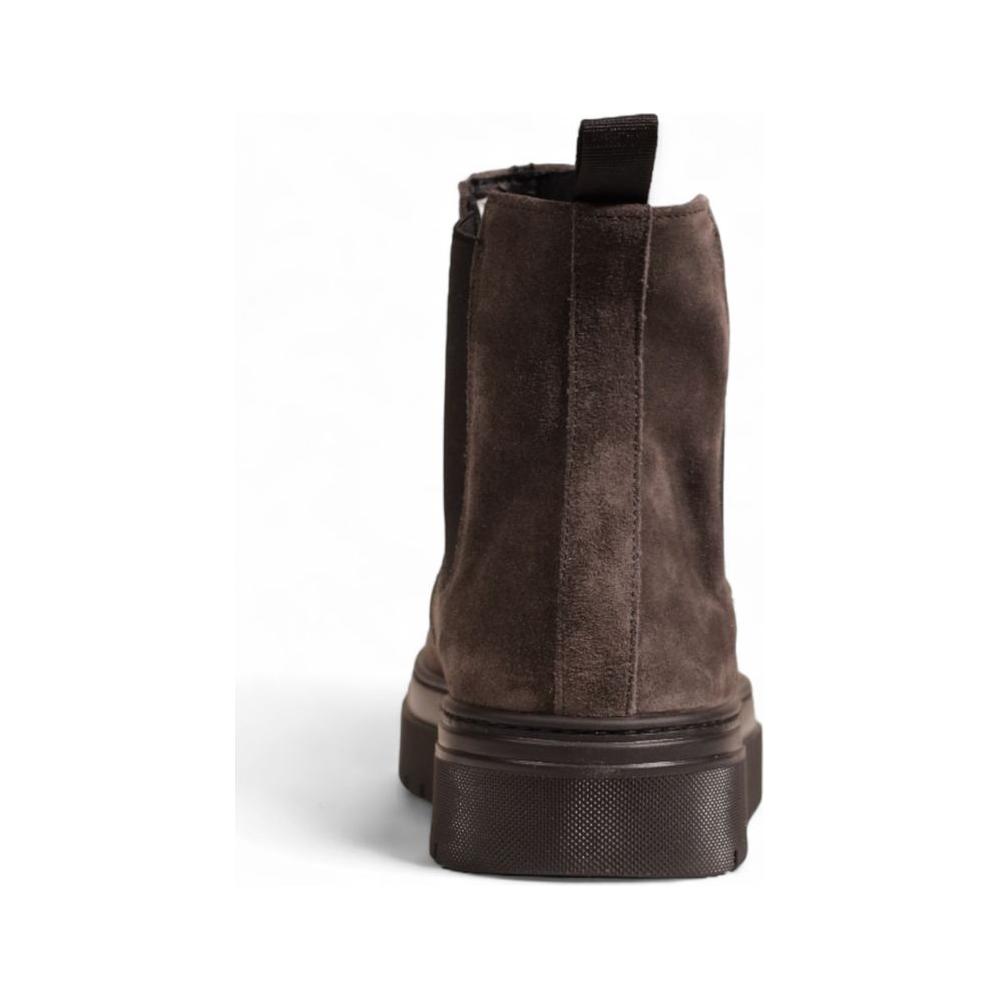Antony Morato Gray Suede Leather Boot, Men's Fall/Winter Collection, Rear View of 100% Suede Leather Shoe