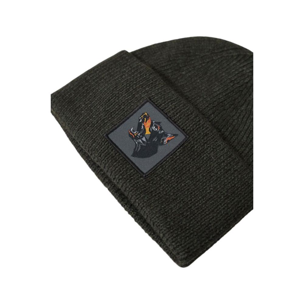 Antony Morato green wool cap for men, fall/winter collection, featuring a stylish patch detail. Made of 50% wool, 50% polyamide.