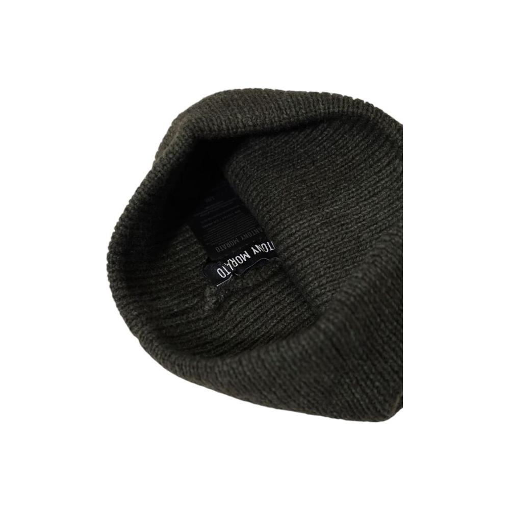 Antony Morato green wool hat for men, fall/winter collection, 50% wool and 50% polyamide blend, stylish and cozy accessory.