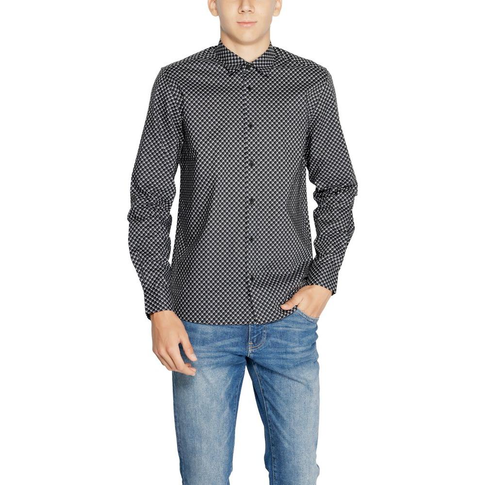 Antony Morato Gray Cotton Shirt for Men, Fall/Winter Collection, 100% Cotton, Long Sleeves, Casual Wear