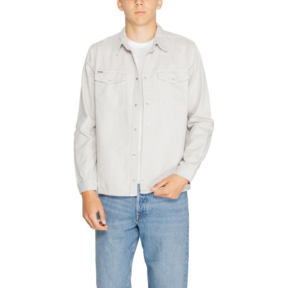 Antony Morato men's gray cotton shirt from Fall/Winter collection, featuring a classic design, perfect for casual or formal wear.