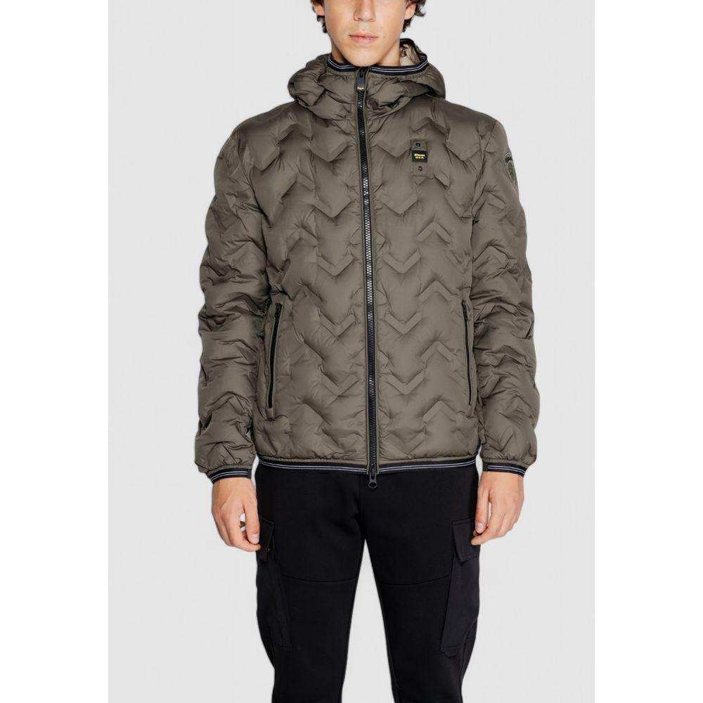 Blauer Green Polyethylene Jacket for Men, Fall/Winter Collection, 100% Polyurethane, stylish and warm outerwear with hood.