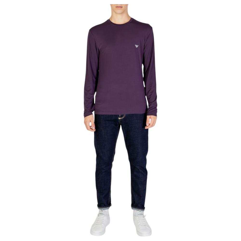Emporio Armani Underwear purple modal long-sleeve shirt for men, elegant and comfortable fit made from 95% modal and 5% elastane.