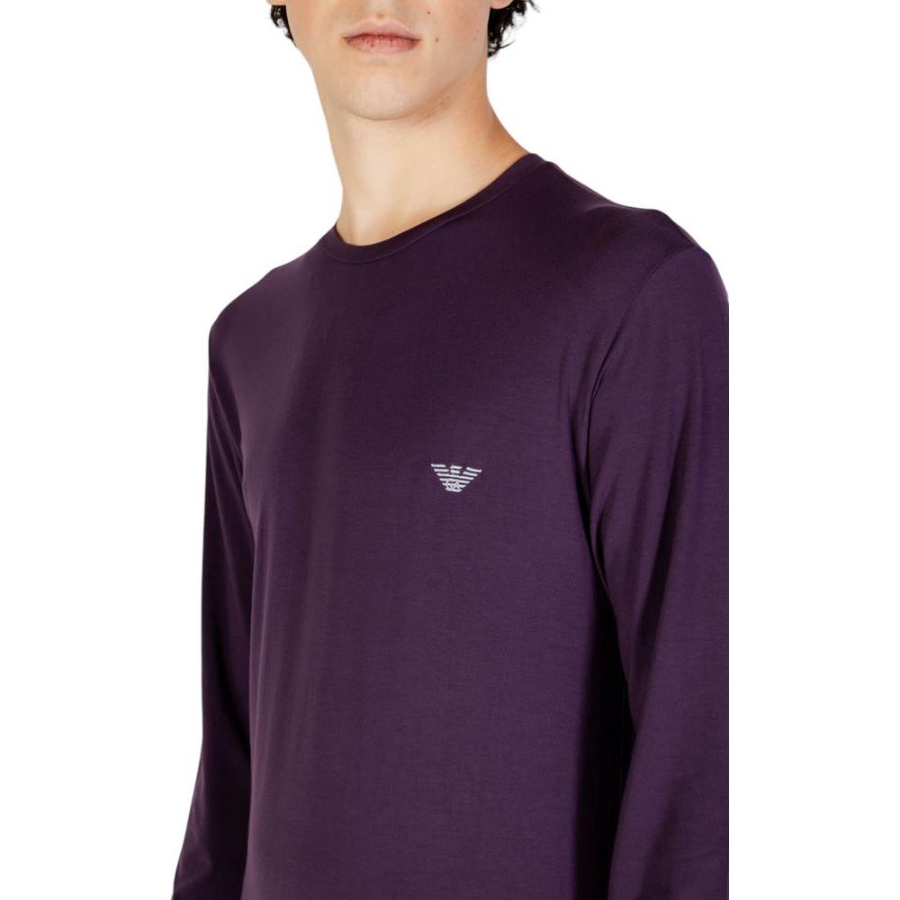 Emporio Armani Underwear purple modal long-sleeve shirt for men, featuring lightweight, elegant design and logo detail.