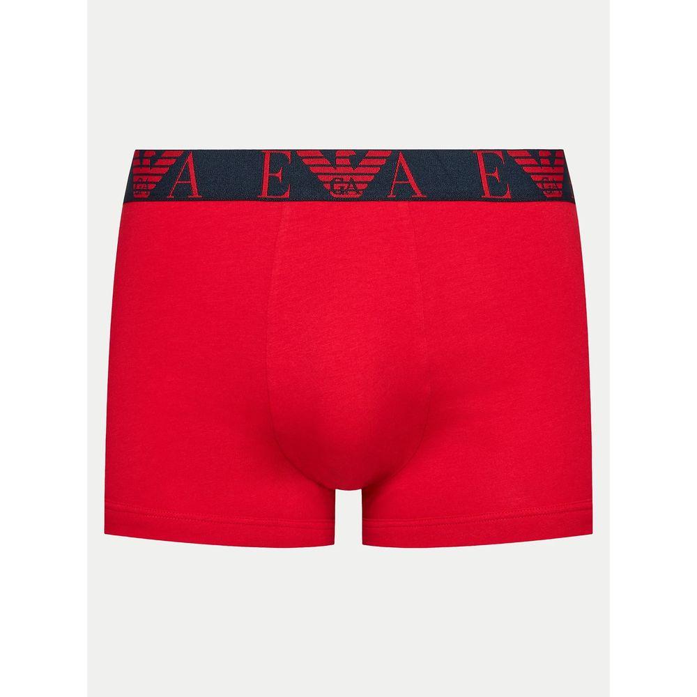 Emporio Armani red cotton underwear with logo waistband, featuring a sleek design and comfortable fit for everyday wear.