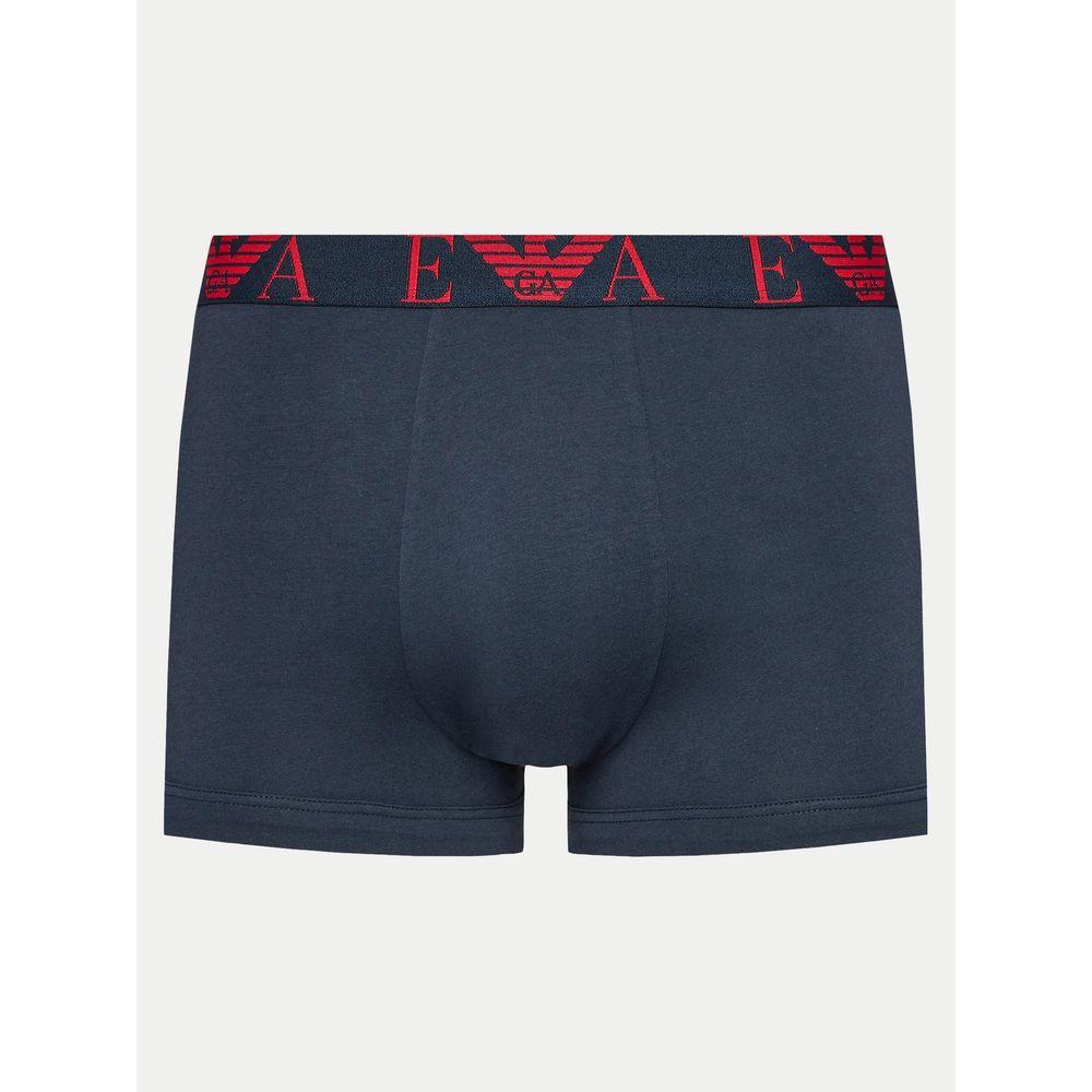 Emporio Armani red waistband cotton boxer briefs, men's underwear, front view.